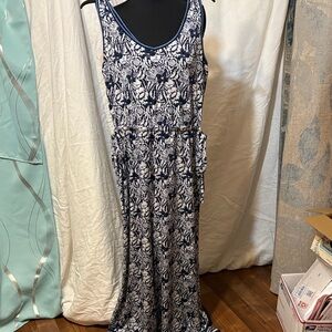 Max Studio Navy and White Floral Maxi Jumpsuit